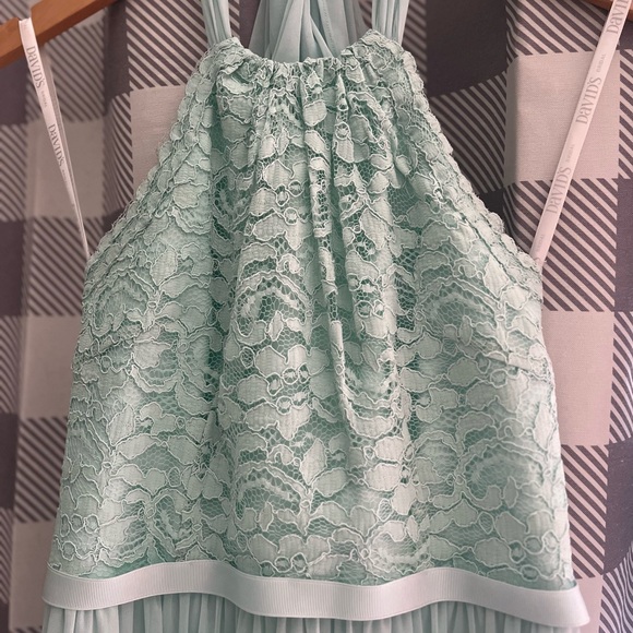 David’s Bridal Lace Floral and Chiffon Halter Bridesmaid/Sundress - Picture 2 of 10